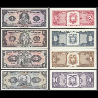 Ecuador 5,10,20,100 Sucres Banknoten 1988/91 UNC (1) (23567