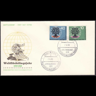 Germany BRD Bund 1960 FDC Mi. 326-327 Weltflüchtlingsjahr (23513