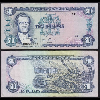 JAMAIKA - JAMAICA 10 Dollars Banknote 1994 Pick 71e VF (3) (21517