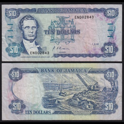 JAMAIKA - JAMAICA 10 Dollars Banknote 1992 Pick 71d F (4) (21520