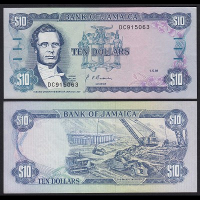 JAMAIKA - JAMAICA 10 Dollars Banknote 1991 Pick 71d UNC (1) (21521