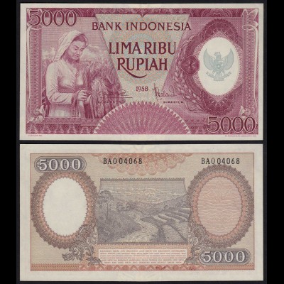 Indonesien - Indonesia 5000 5.000 Rupiah 1958 Pick 64 UNC (1) (21174