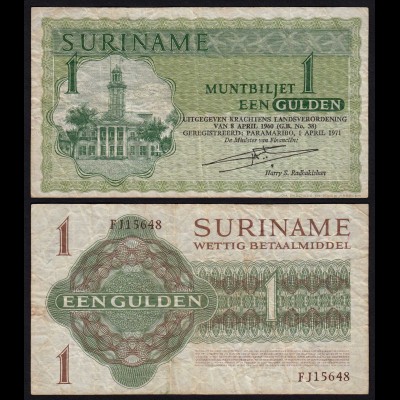 SURINAM - SURINAME 1 Gulden 1971 Pick 116b F (4) (21180
