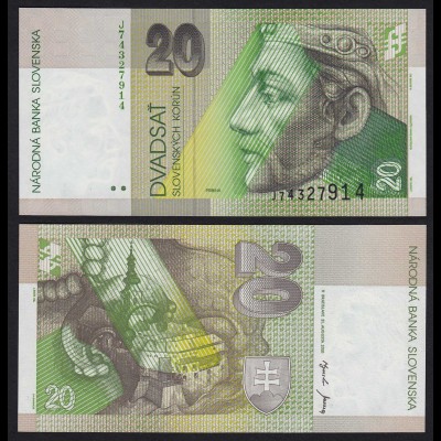 SLOWAKEI - SLOVAKIA 20 Korun Banknoten 2001 Pick 20e UNC (1) (21215