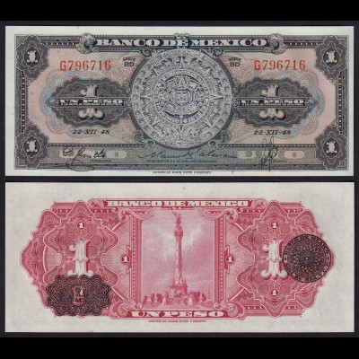 MEXIKO - MEXICO - 1 Peso 22.12.1948 Serie BD Pick 46a aUNC (1-) (21232