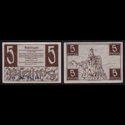 WÜRTTEMBERG 5 Pfennig 1947 Behelfsgeld Ro.214a VF (3) (16418