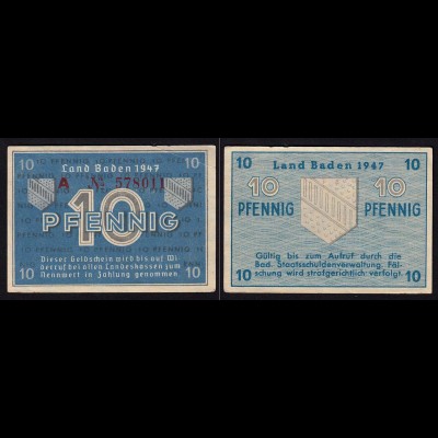 Baden 10 Pfennig 1947 Ro.209d VF (3) (16421