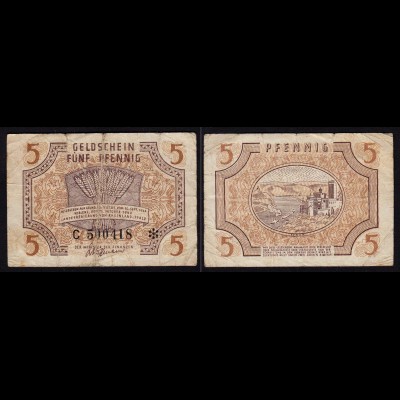 Alliierte Besatzung Rheinland-Pfalz 5 Pfennig 1947 Serie C Ro 211 VG (5) (16419