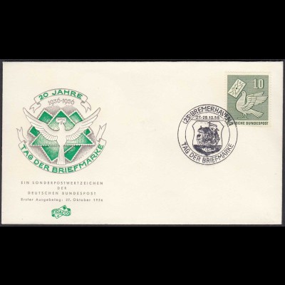 BRD Bund 1956 Mi. 247 FDC Tag der Briefmarke Taube (23517