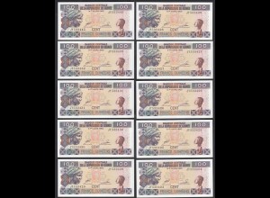 Guinea - Guinee 10 Stück á 100 Francs 1998 Pick 35a UNC (1) Dealer Lot (89133