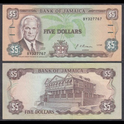 JAMAIKA - JAMAICA 5 Dollars Banknote 1991 Pick 70d VF+ (3+) (27322