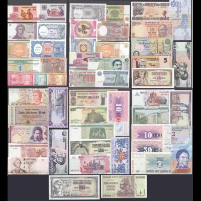 ca. 50 Stück verschiedene Banknoten Welt meistens bankfrisch UNC GELEGENHEIT