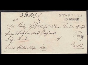 STARGARD L2 (jetzt Szczeciński) Umschlag um 1830 n.COESLIN Taxiert (27342