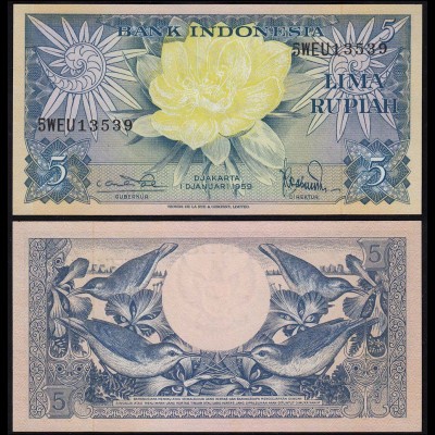 Indonesien - Indonesia 5 Rupiah Banknote 1959 Pick 65 UNC (1) (14360