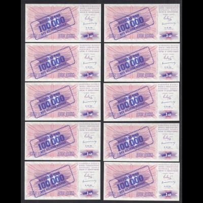 BOSNIA - HERZEGOVINA 10 Stück á 100-tausend Dinara 10.XI.1993 Pick 34b UNC (1) 