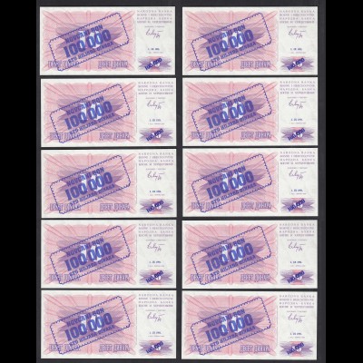 BOSNIA - HERZEGOVINA - 10 Stück á 100-tausend Dinara 1.IX.1993 Pick 34a UNC (1) 