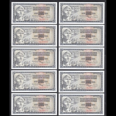 JUGOSLAWIEN - YUGOSLAVIA 10 Stück á 1000 Dinara 1981 Pick 92d UNC (1) (89153