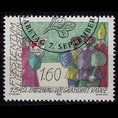 Liechtenstein Mi.1049 used 600 Jahre Vaduz Grafschaft 1992 (c130