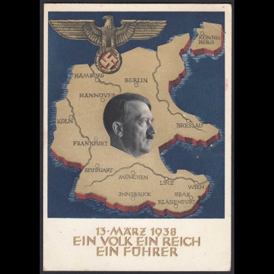 AK NS Militaria Propagandakarte 3.Reich 1938 Ein Volk - Ein Reich - Ein Führer