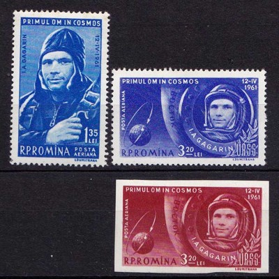 RUMÄNIEN - ROMANIA 1961 Mi.1962-64 ** Raumfahrt Cosmonaut Juri Gagarin (87109