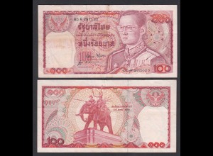 Thailand - Siam 100 Bath ND (1978) Rama IX. sign 52 Pick 89 VF (3) (27533