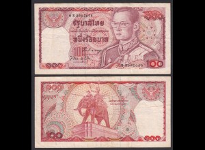 Thailand - Siam 100 Bath ND (1978) Rama IX. sign 58 Pick 89 VF (3) (27544