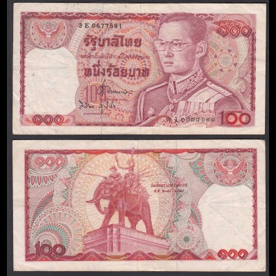 Thailand - Siam 100 Bath ND (1978) Rama IX. sign 62 Pick 89 VF (3) (27549