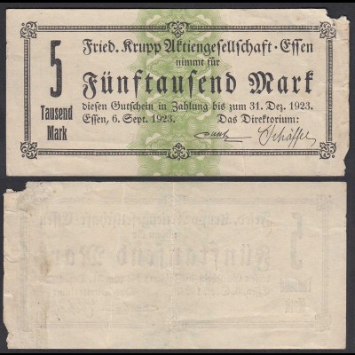 Krupp AG Essen 5 tausend Mark 1923 Notgeld/Gutschein (27560