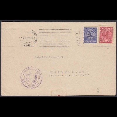 Stuttgart Württemberg Landesbrennholzstelle 1921 Dienstbrief nach Königsheim