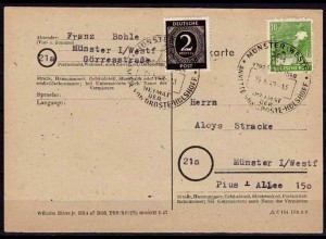 ANNETTE VON DROSTE HÜLSHOFF SST 1948 Münster Westfalen auf Karte (5890
