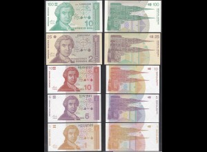Kroatien - Croatia 1,5,10,25,100 Dinara 1991 UNC (1) (26601