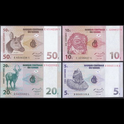 Kongo - Congo 4 verschiedene Banknoten 1997 UNC (20734
