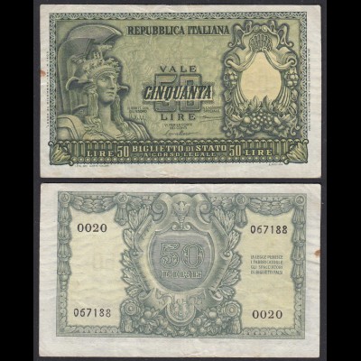 Italien - Italy - 50 Lire 1951 Banknote Pick 91a VF (3) (27711
