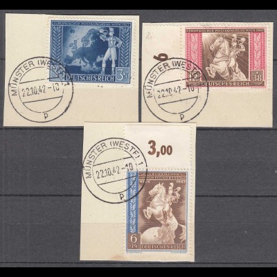 Deutsches Reich 3.Reich 1942 Michel 820-22 Briefstück gestempelt (27809