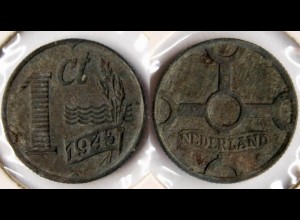NIEDERLANDE - NETHERLAND 1 Cent 1943 Zink (r689