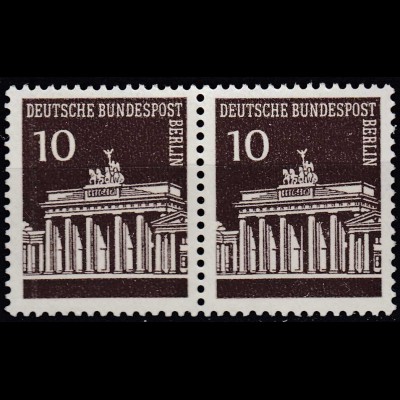 BERLIN - 10 Pfennig Brandenburger Tor im Paat Mi.286 postfr. 1966 MNH (65055