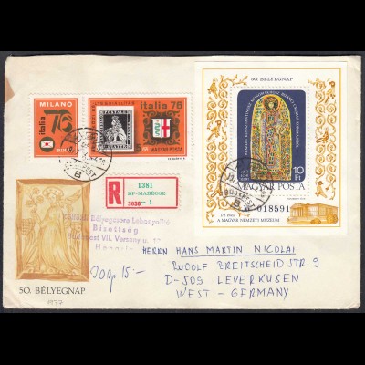 Ungarn R-Brief 1977 von Budapest nach Leverkusen (65104