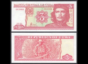 Kuba - Cuba 3 Pesos Banknoten 2004 Pick 127a UNC (1) (27829