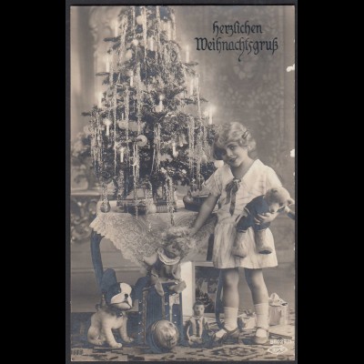 AK herzlichen Weihnachtsgruss Kind Baum Geschänke 1933 nach Havixbeck (65191