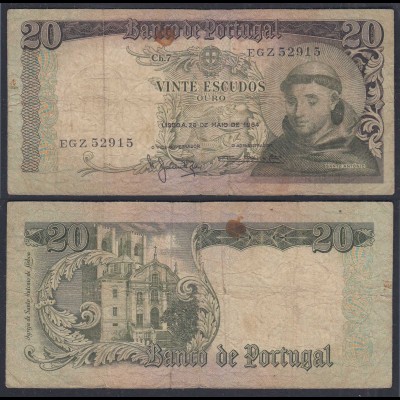 Portugal - 20 Escudos Banknote 1964 Pick 167 VG (5) (27757