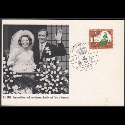Hitzacker 1966 Karte mit SST Hochzeit Kronprizessin Beatrix + Claus (65220