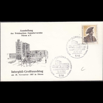 Düren 1967 Umschlag mit SST INTERPHIL Grosstauschtag (65226
