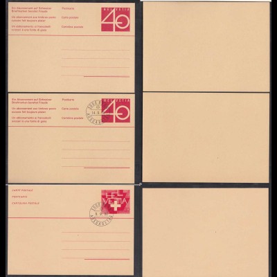 Schweiz - Switzerland 3 Stück Ganzsachen (2 Ersttag) Postal Stationery (65237