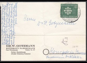 BRD BUND 1956 EF Mi. 235 auf Karte Kirchentag (65282