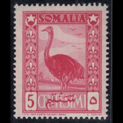 Somalia Ital.Kolonie 5 C. 1932 postfrisch MNH Vogel - Strauss (65310