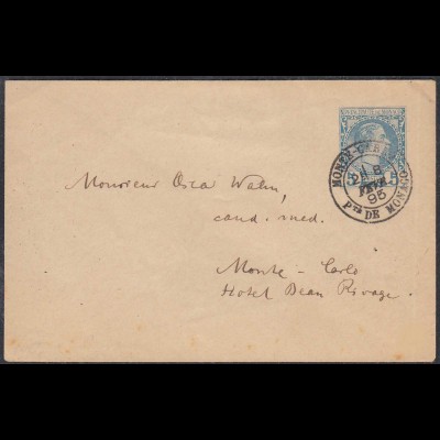 Monaco - Monte Carlo Ganzsachen Umschlag 1895 als Ortsbrief (27849