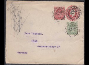 Great Britain UK Postal Stationery cover 1909 from HAMSTEAD to CÖLN (65354