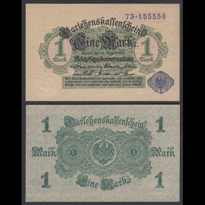 Darlehnskassenschein 1 MARK 1914 Ro 51d blaue Nr. UNC (1) (28180