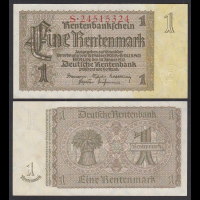 Rentenbankschein Deutsches Reich 1 Rentenmark 1937 Ros 166b aUNC (1-) (28247