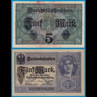 Deutschland - Germany 5 Mark 1917 Ro 54c Pick 56 VF+ (3+) Serie R (18444